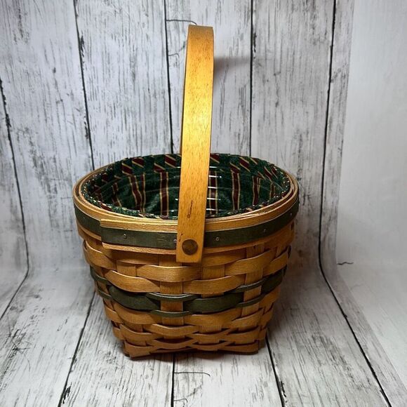 Vintage Longaberger Christmas Collection 1994 Jingle Bell Basket Imperial Stripe - Picture 7 of 8